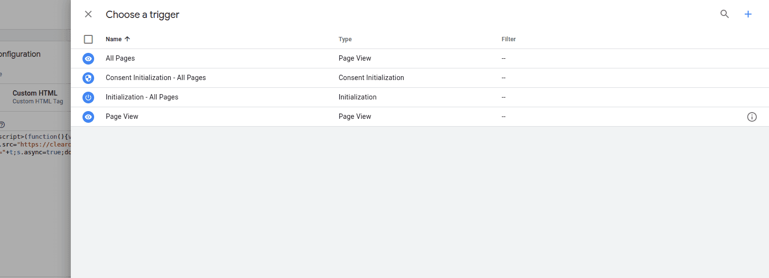 trigger configuration